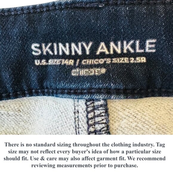 Chicos Denim Womens Skinny Ankle Jean Stretch Leg Mid Rise Size 2.5 | L | 14 Reg - Picture 8 of 13